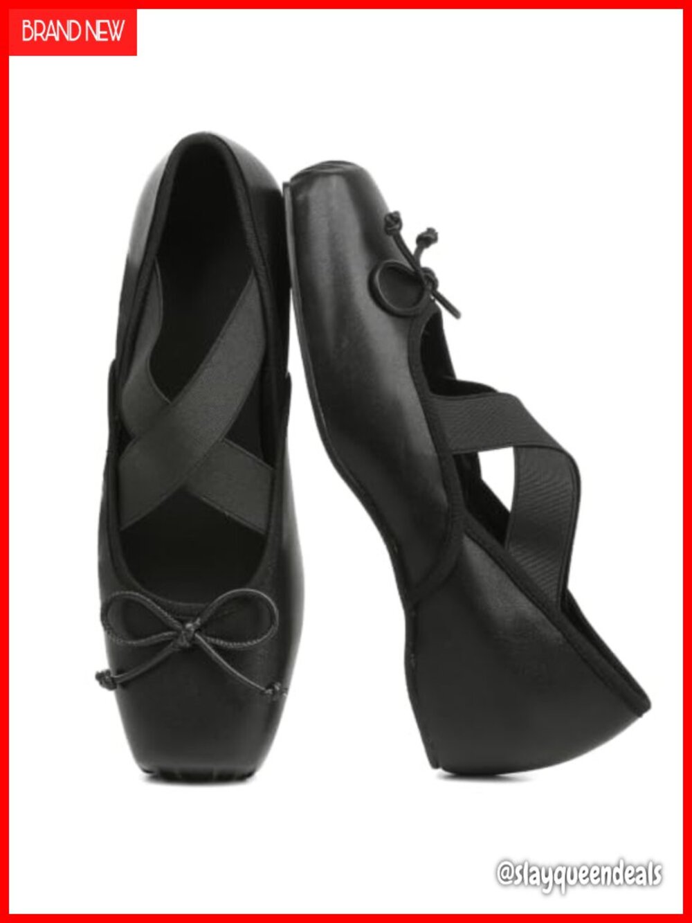 Women's Ballet Flat Square Toe Bow Mary Jane Hidden Wedge Shoes